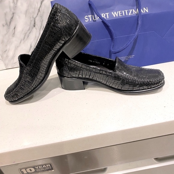 Stuart Weitzman Shoes - Stuart Weitzman Black pattern Slip On Loafers Size 6